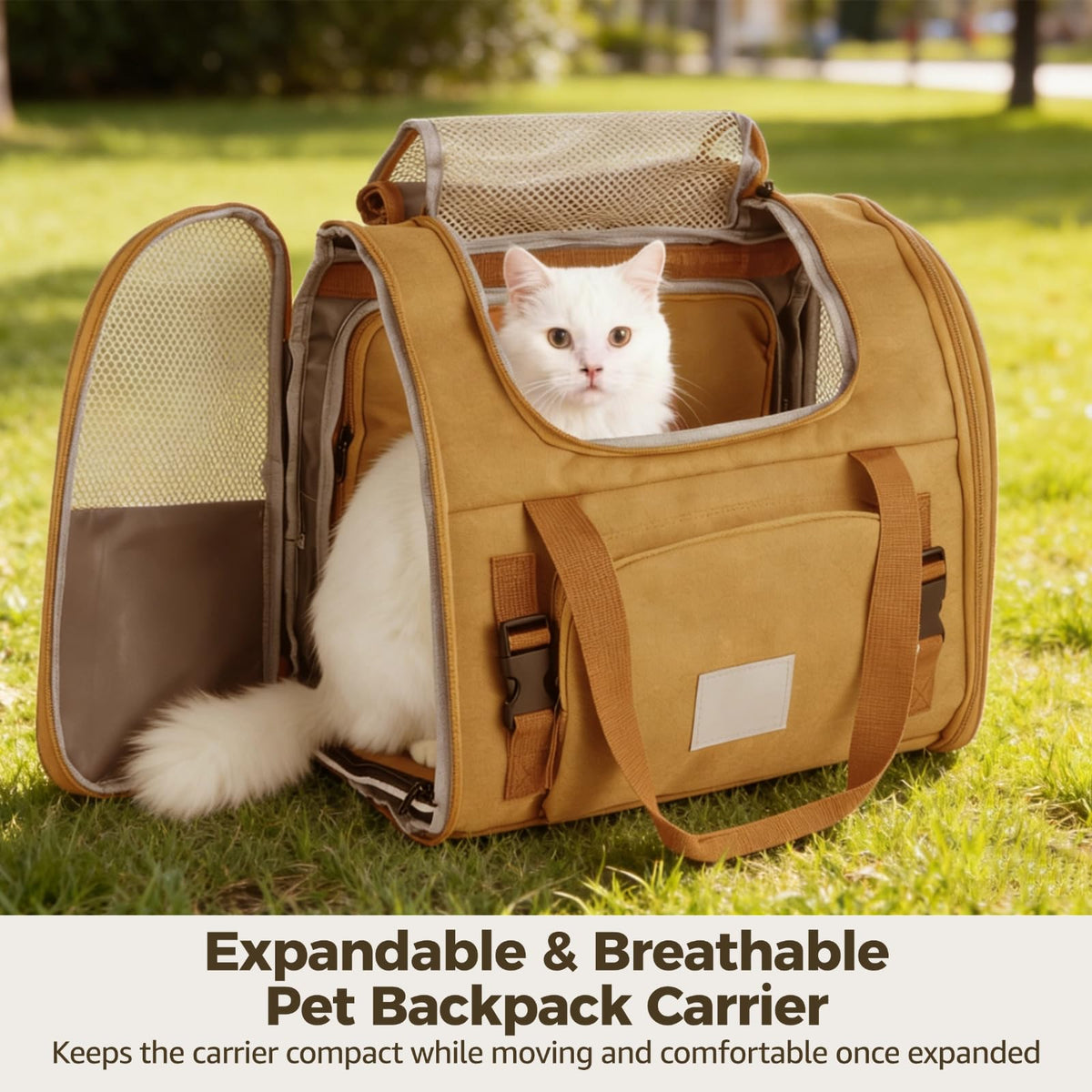 Expandable Pet Backpack Carrier with Ventilated Mesh Top C81836