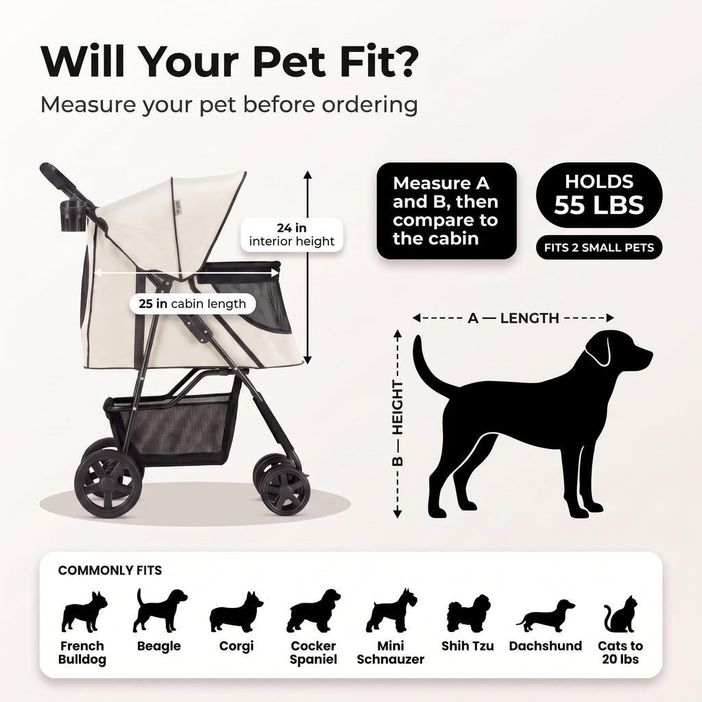 Foldable 4-Wheel Pet Stroller S9099