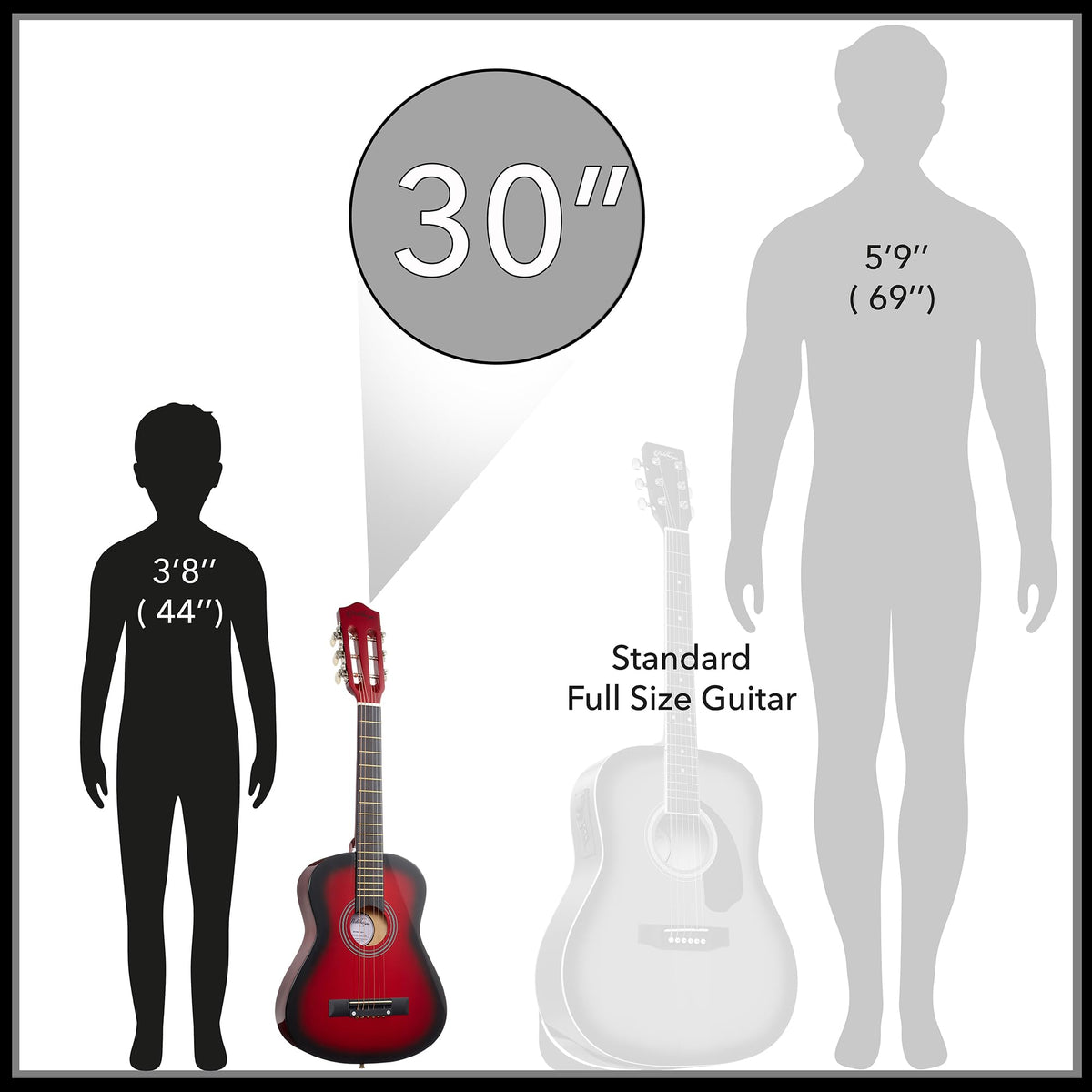 30-inch Kids Acoustic Guitar Beginner Kit with Gig Bag Y691