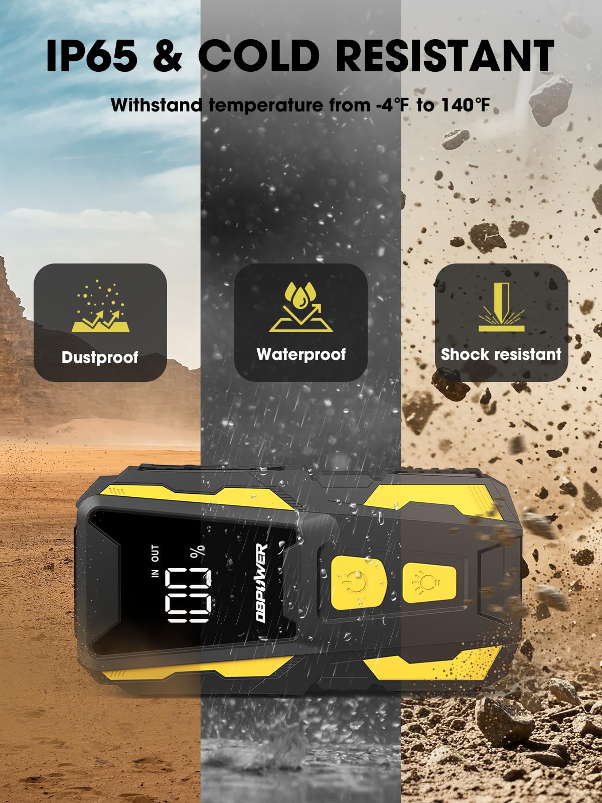 5000A 74Wh 12V Portable Jump Starter with LED Light and Storage Case H950173