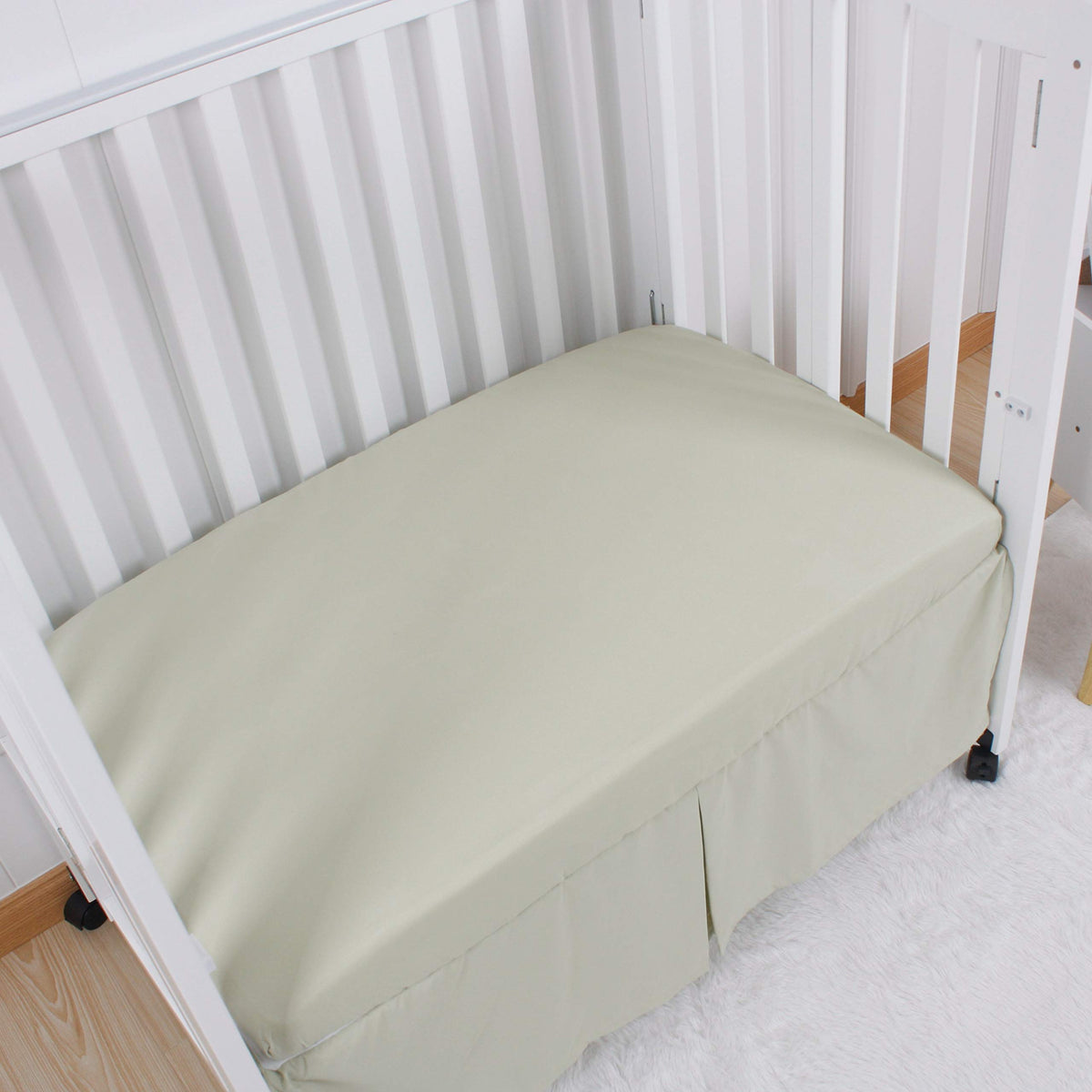 Microfiber 3 Pack Mini Portable Crib Sheets, Fits 24" x 38", Green Light Grey White I905192