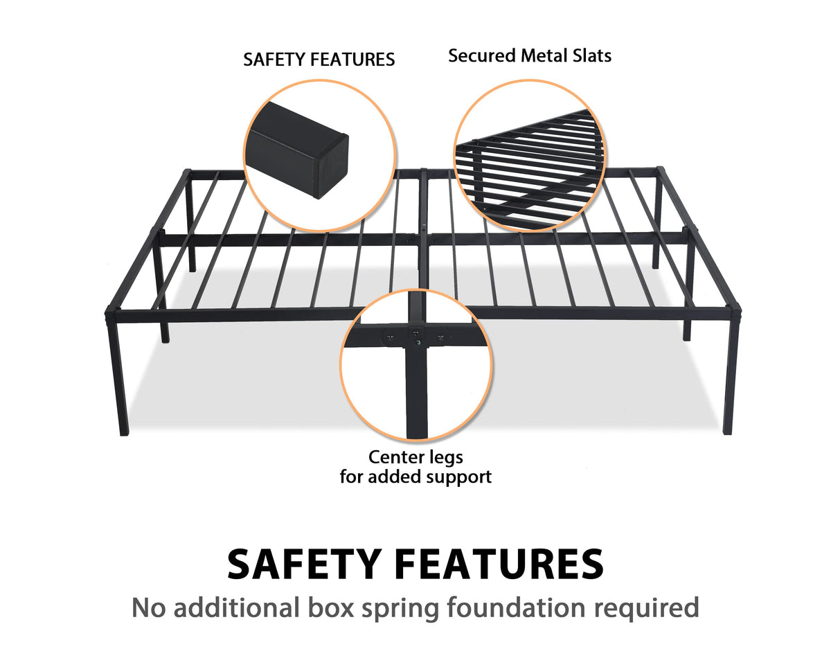 14 Inch Full Size Metal Bed Frame with Storage U31811