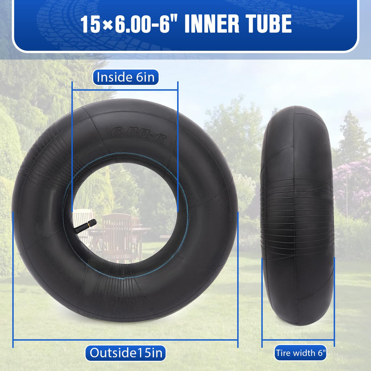 15x6.00-6 Inner Tubes with TR-13 Straight Valve Stem X35906