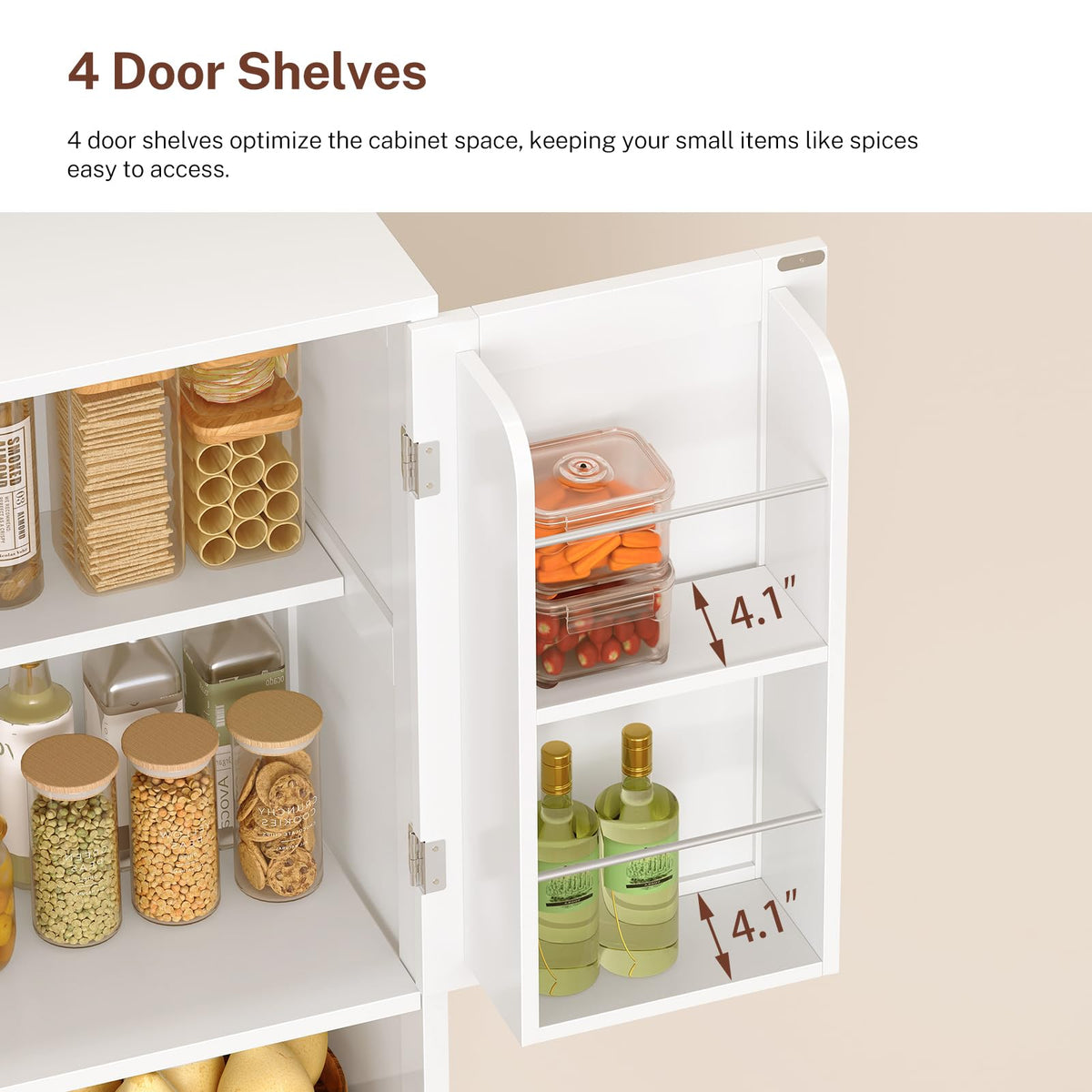 63.4"H Kitchen Pantry Cabinet with 4 Door Shelves C255530