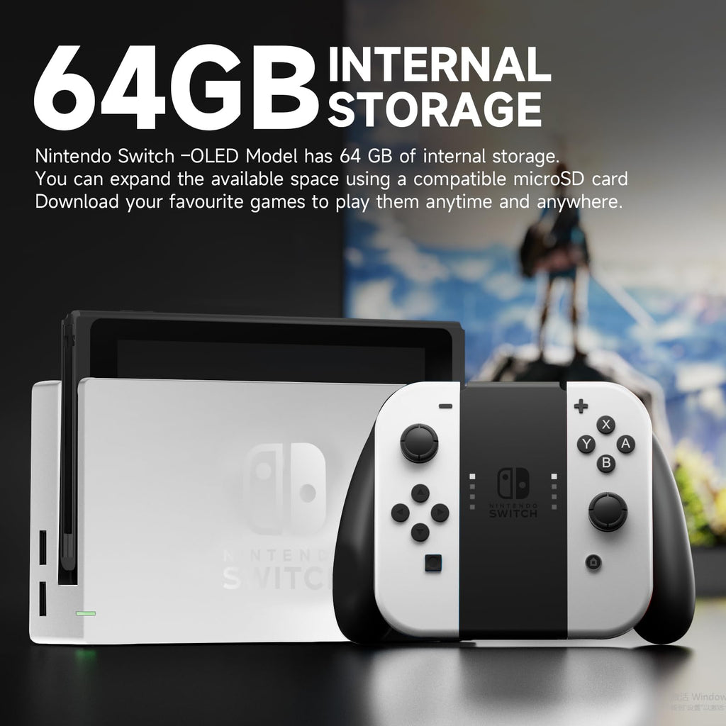 Nintendo Switch OLED Model with White Joy-Con and 32GB Micro SD Card H3405