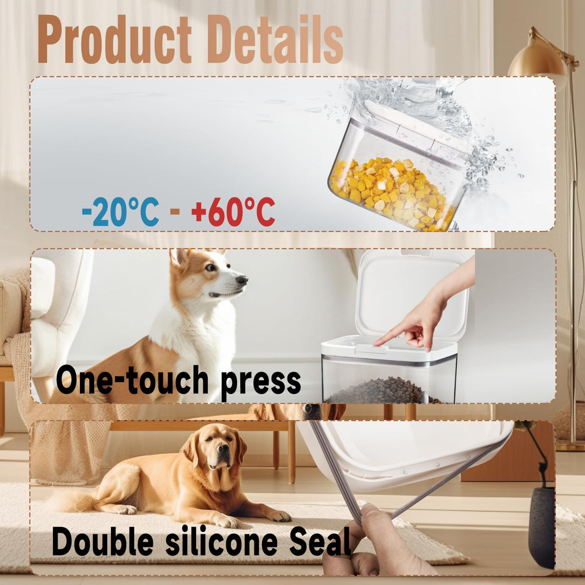 5 lbs Airtight Pet Food Storage Container with Lid L732