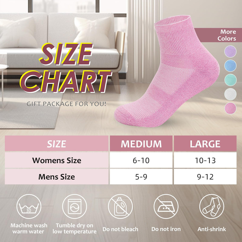 5 Pairs Bamboo Viscose Non-Binding Diabetic Ankle Socks Q5854