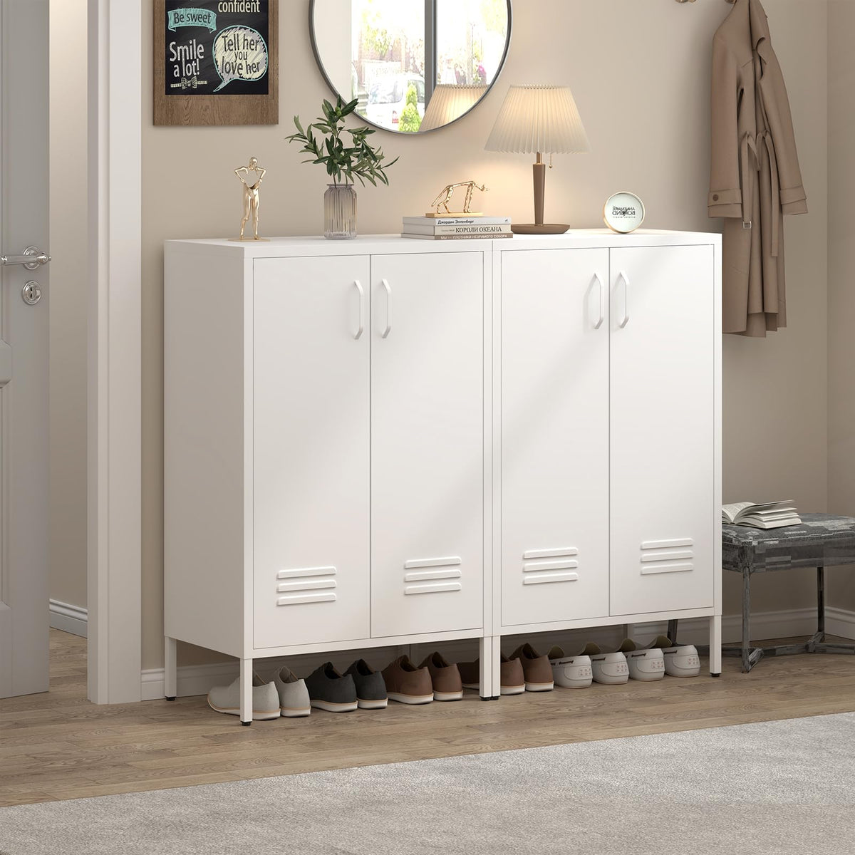 White 2 Door Metal Storage Cabinet with Shelves W181988