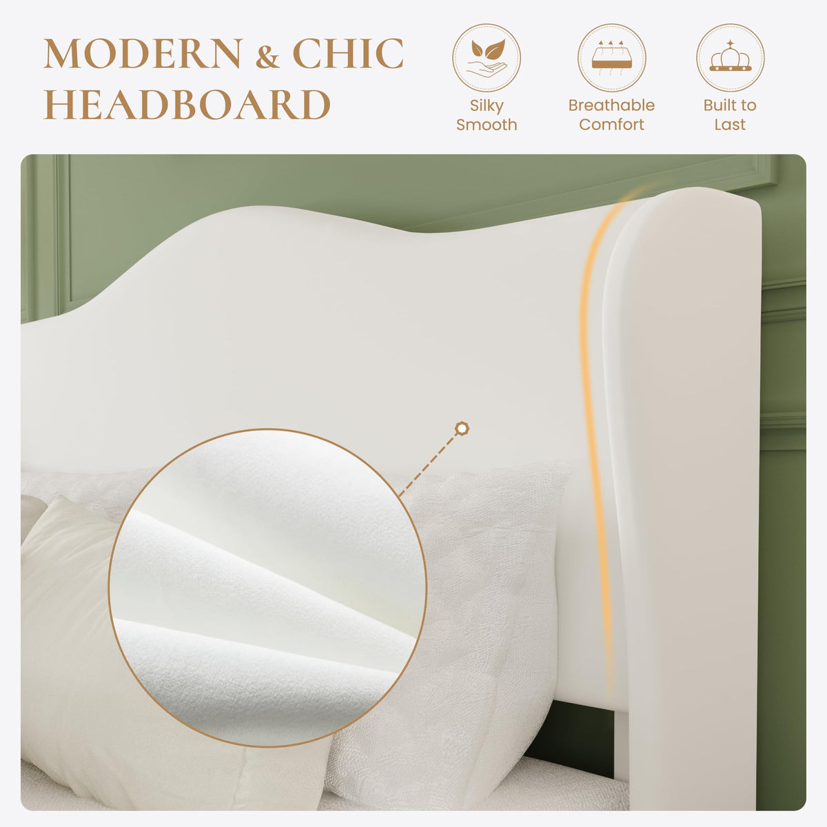 Queen Size Bed Frame with Wingback Headboard P22291
