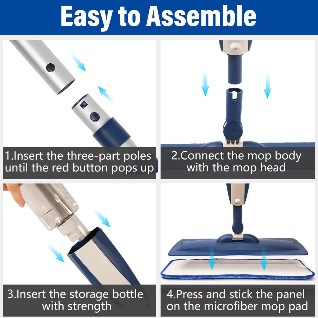 Wet Spray Mop with 14 oz Bottle & 3 Microfiber Pads A7635