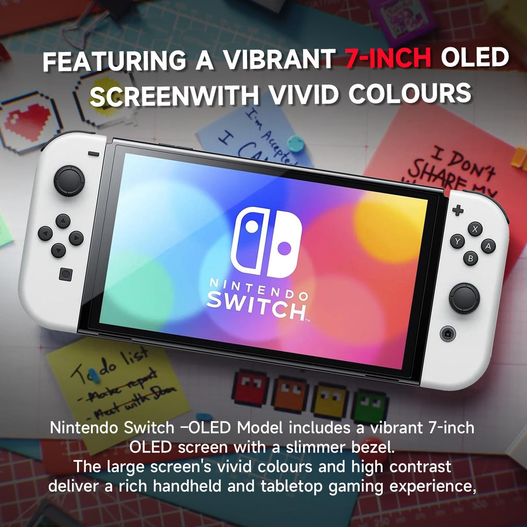 Nintendo Switch OLED Model with White Joy-Con and 32GB Micro SD Card H3405