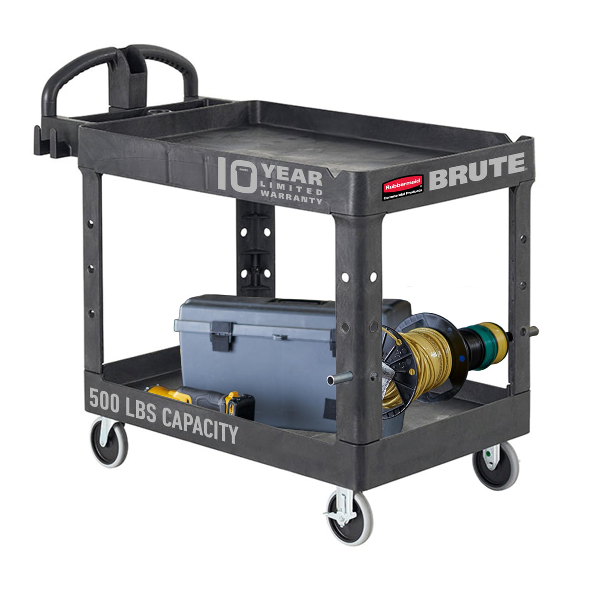 Black 2-Shelf Utility Cart with Lipped Shelves V538