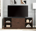 Espresso and Black TV Media Stand with Open Shelves and Closed Cabinets V574455