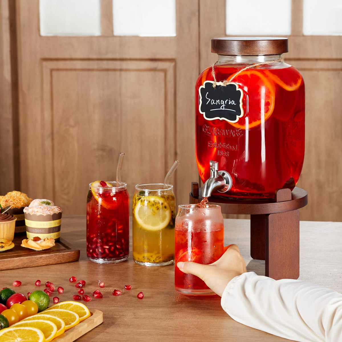 1 Gallon Glass Beverage Dispenser with Stainless Steel Spigot C201