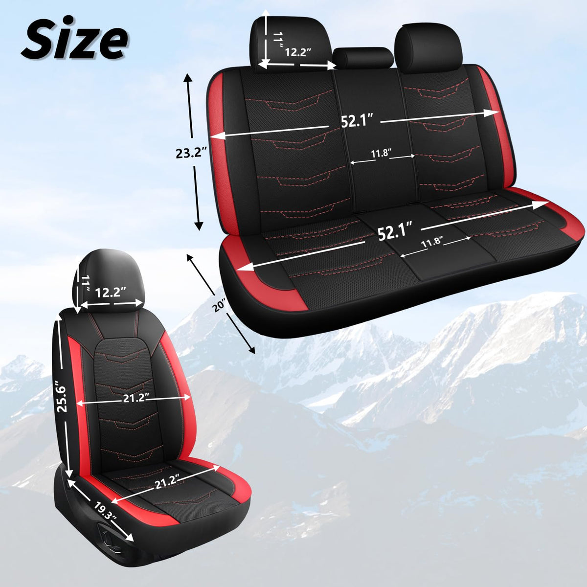 Car Seat Cover Black Red H4998