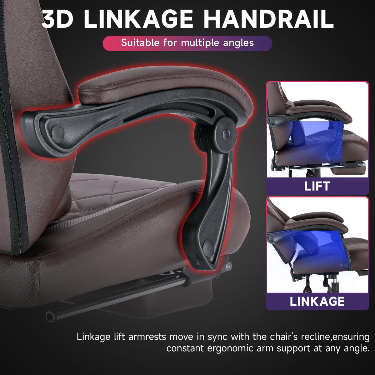 Gaming Chair with Footrest and Massage Lumbar Support I20489