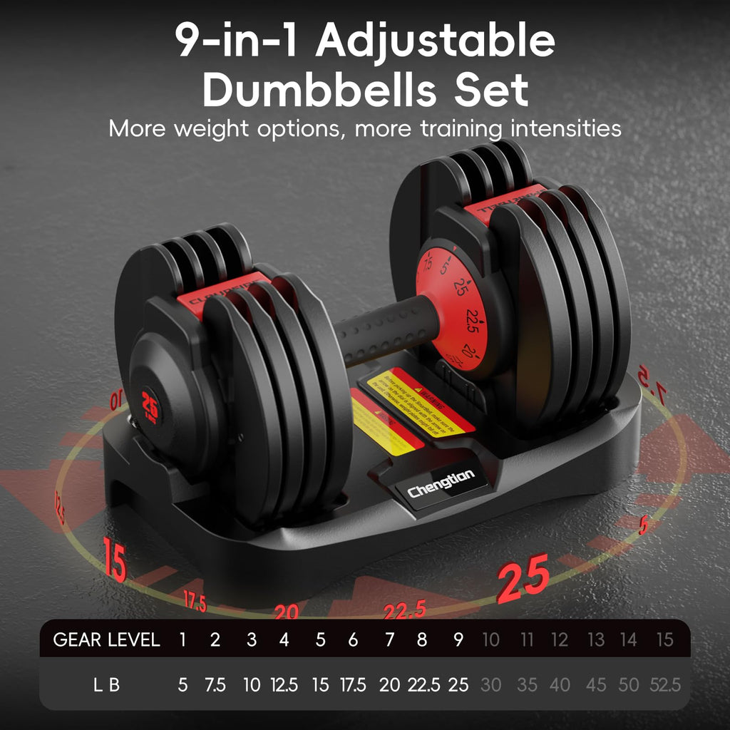 Adjustable Dumbbell Set of 2 with Anti-Slip Handle W526