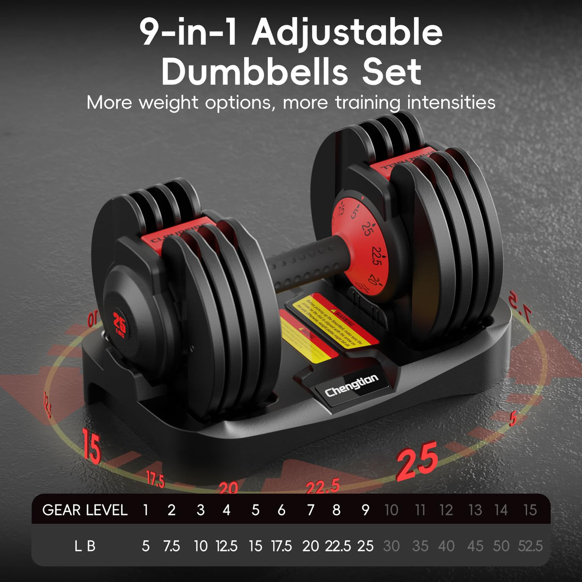 Adjustable Dumbbell Set of 2 with Anti-Slip Handle W526
