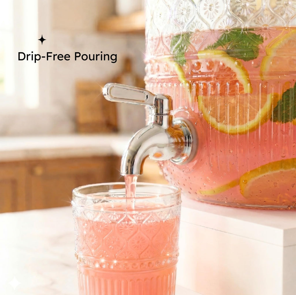 2 Gallon Glass Drink Dispenser V484