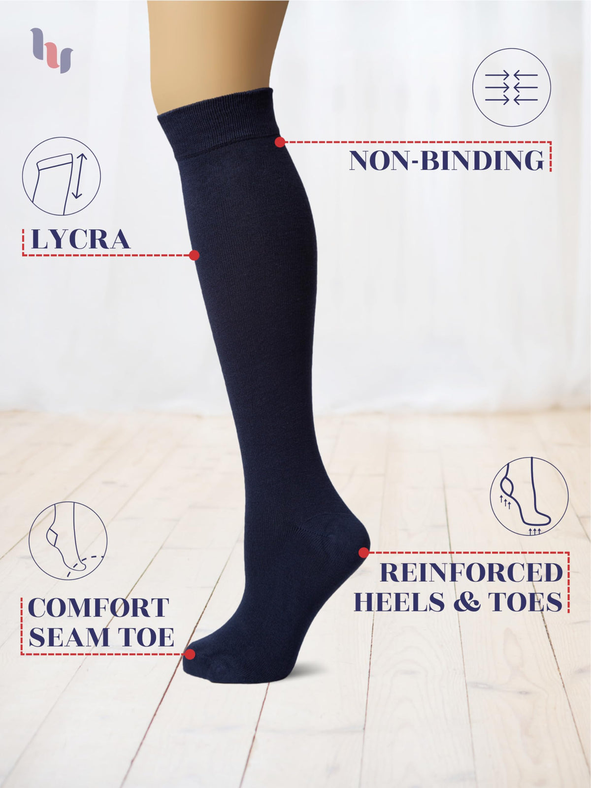 Rayon from Bamboo Knee High Socks 4 Pairs V155