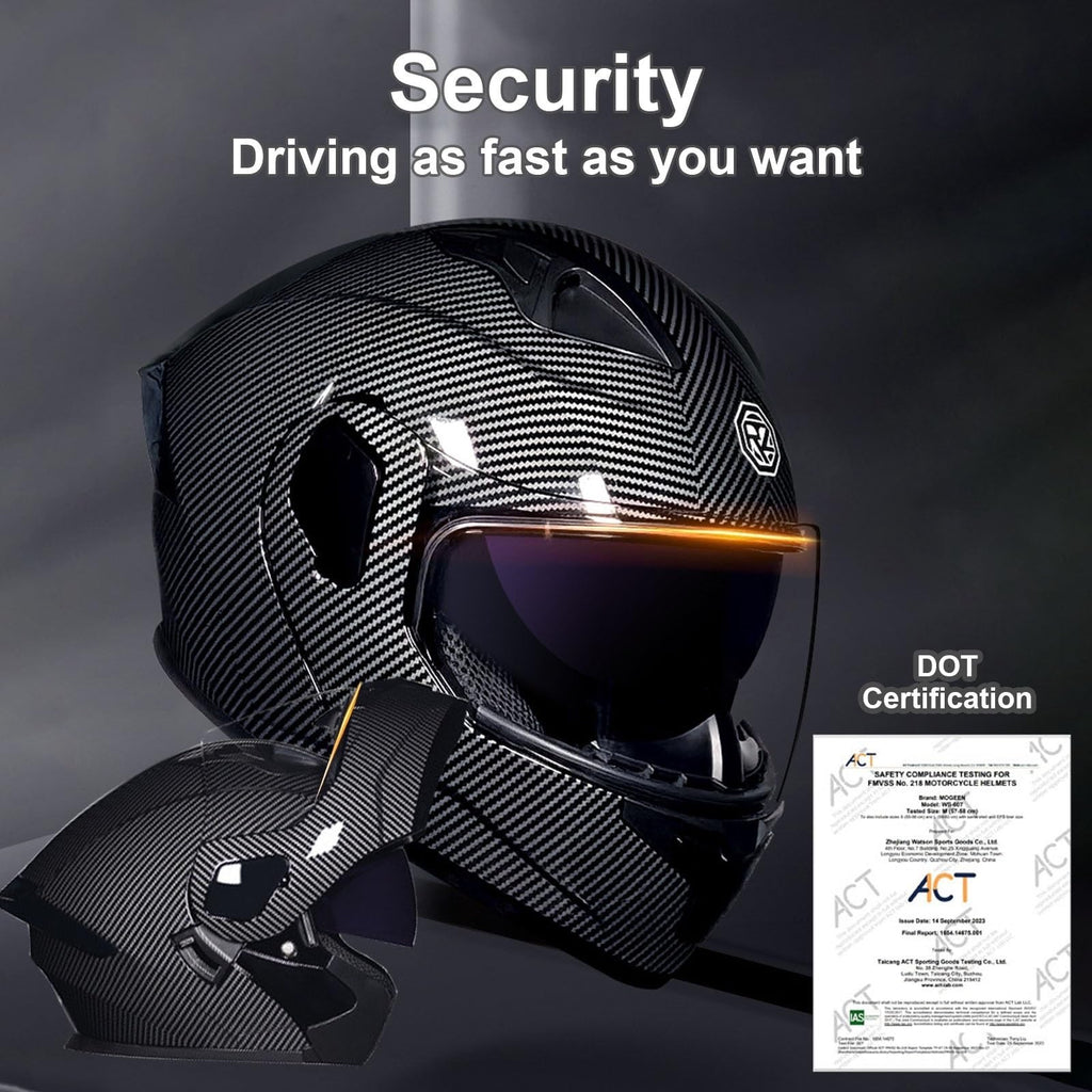 DOT Approved Full Face Flip up Anti-Fog Double Visor Motorcycle Helmet G790