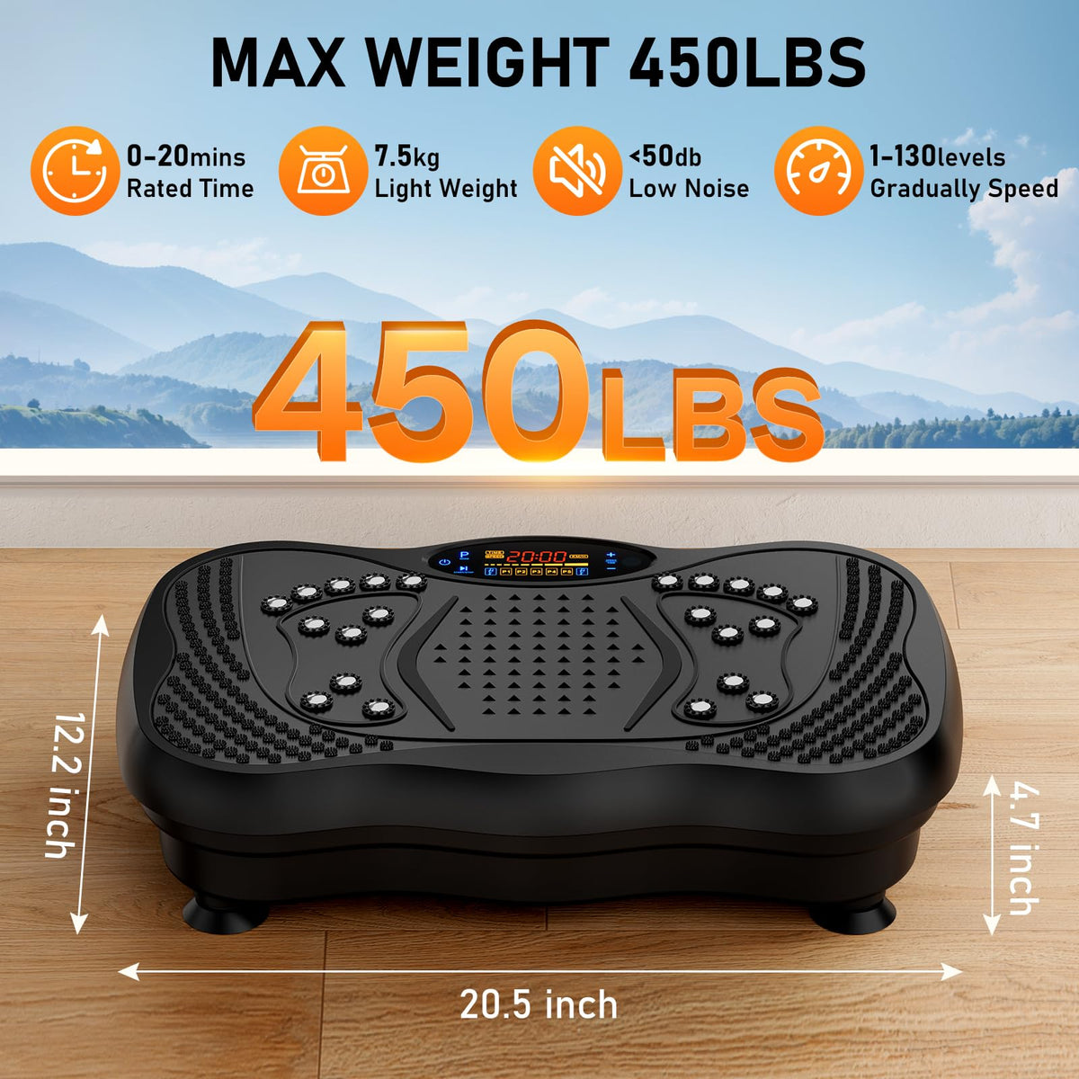 Vibration Plate Exercise Machine 130 Levels 450 Lbs Capacity C2223
