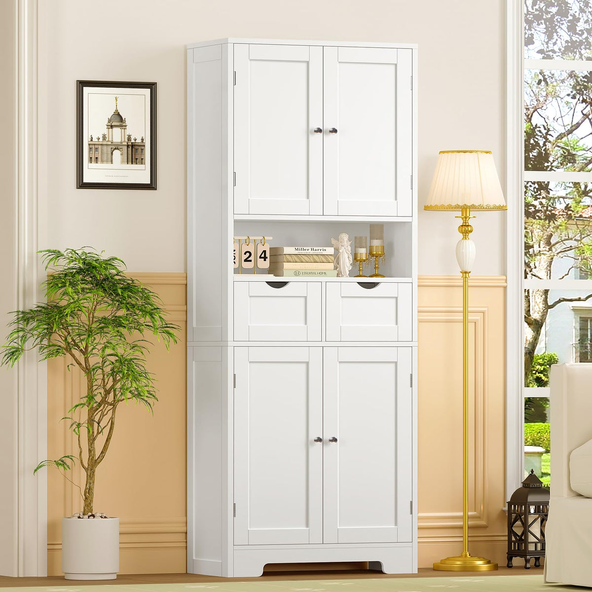 63.4"H Kitchen Pantry Cabinet with 4 Door Shelves C255530