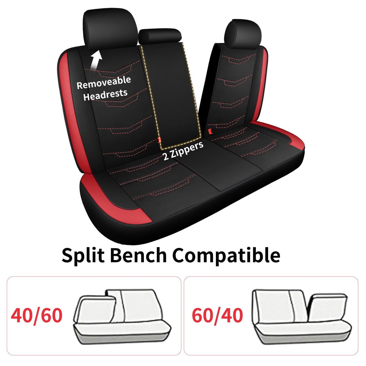 Car Seat Cover Black Red H4998