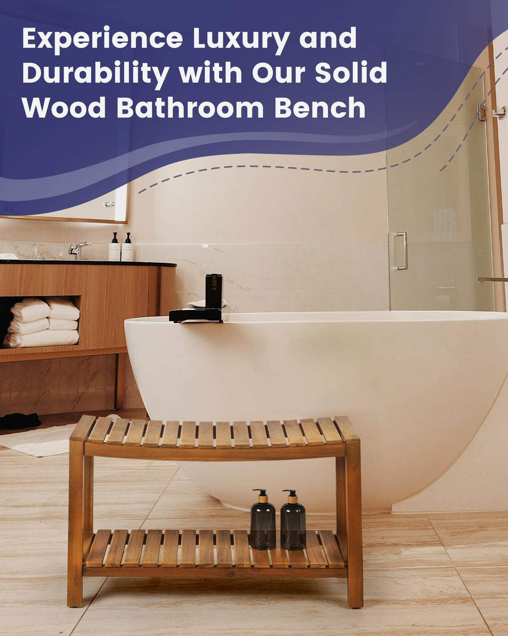 32" Solid Wood Teak Shower Bench K322257