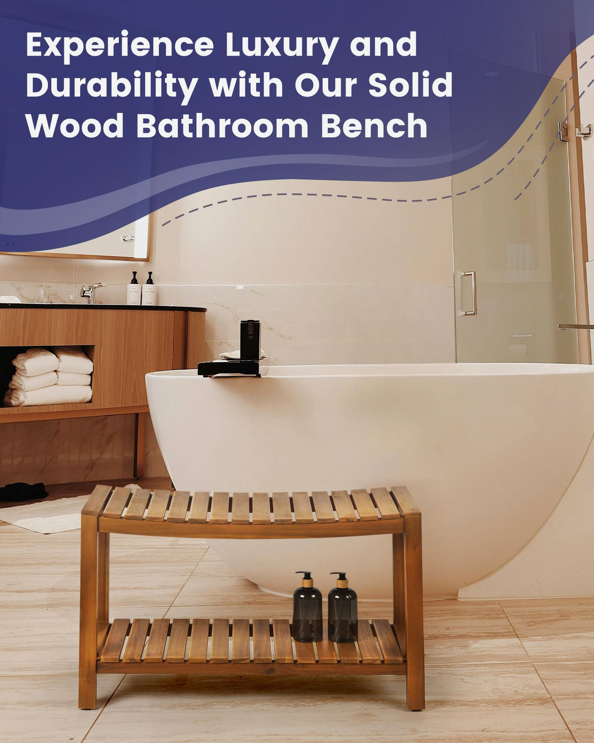 32" Solid Wood Teak Shower Bench K322257