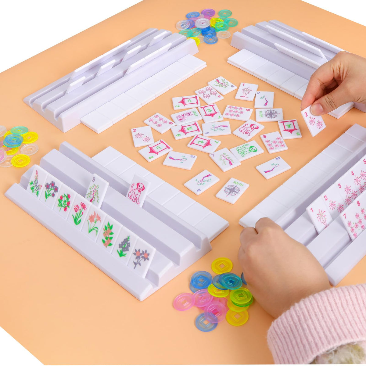 Large Mahjong Set with 160 Tiles, 4 Racks & Carrying Bag R877