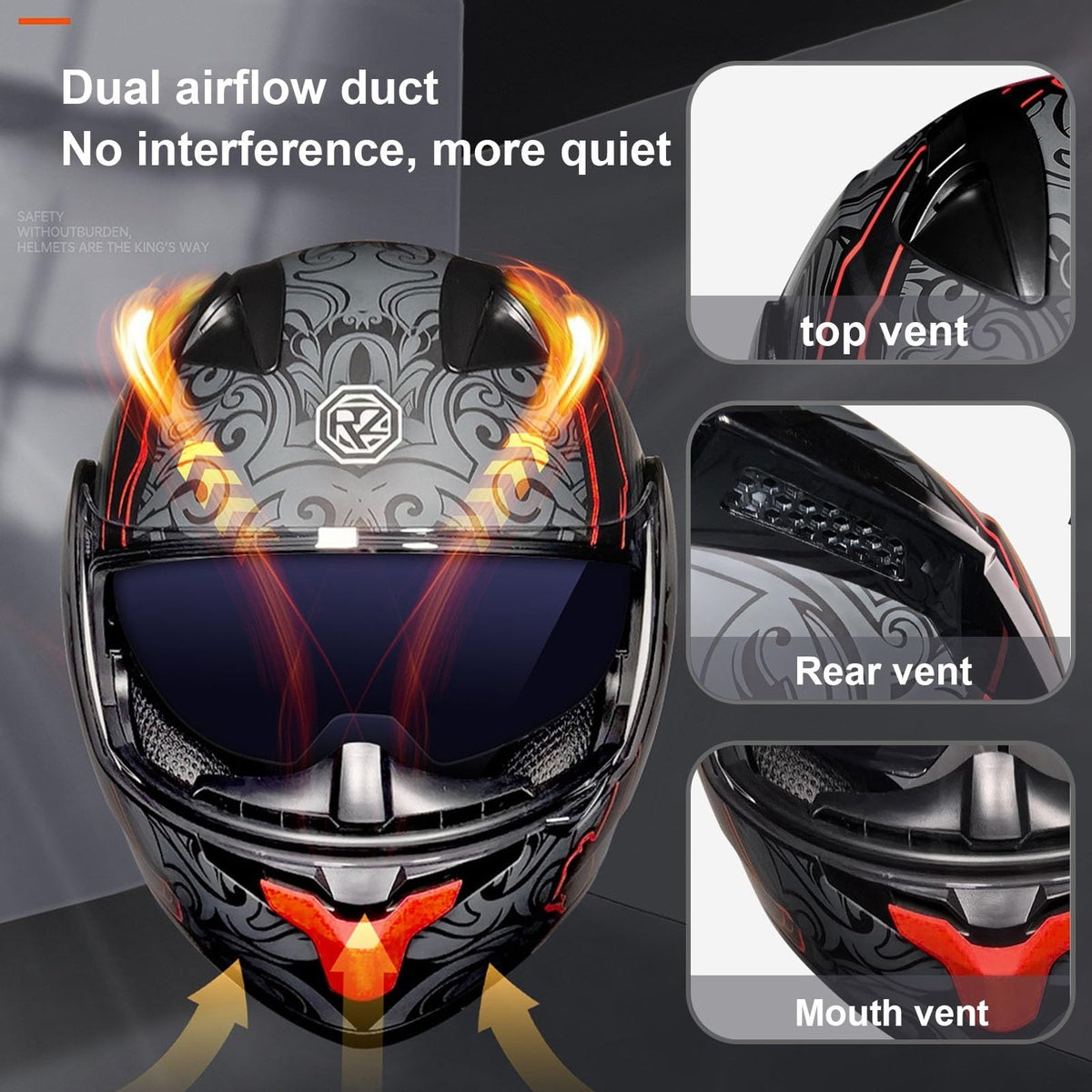 DOT Approved Full Face Flip up Anti-Fog Double Visor Motorcycle Helmet G790