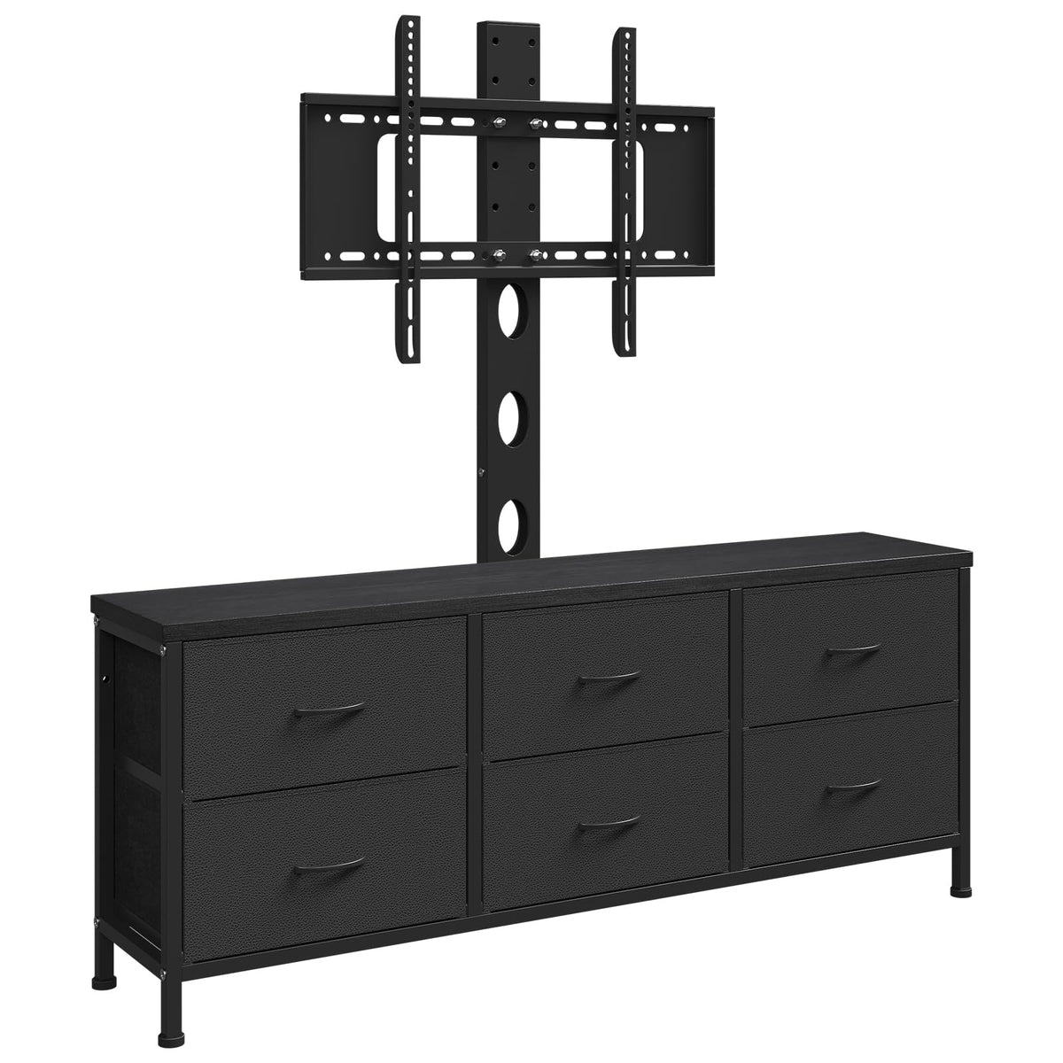 Black 6 Drawer TV Stand with Mount L5091