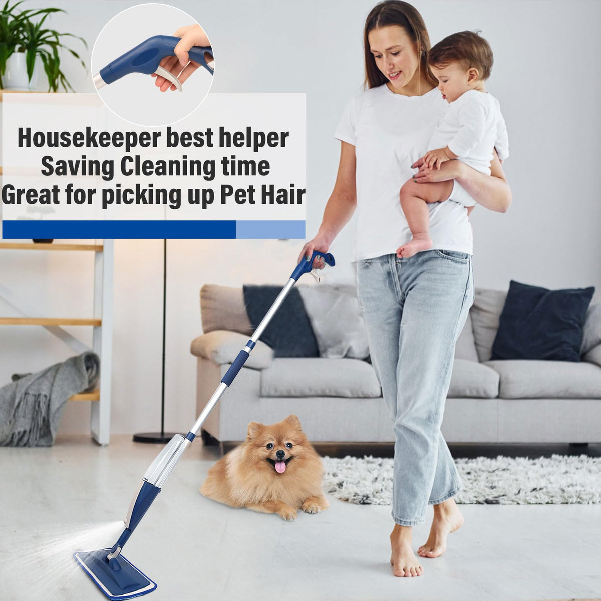 Wet Spray Mop with 14 oz Bottle & 3 Microfiber Pads A7635