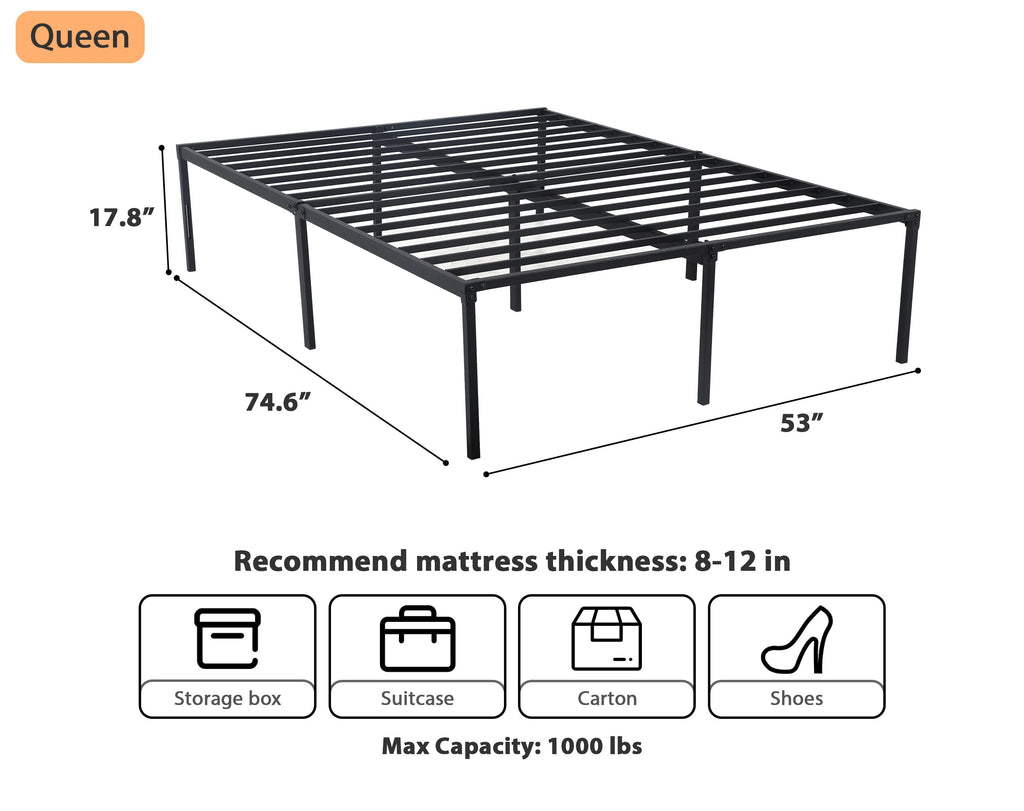 14 Inch Full Size Metal Bed Frame with Storage U31811