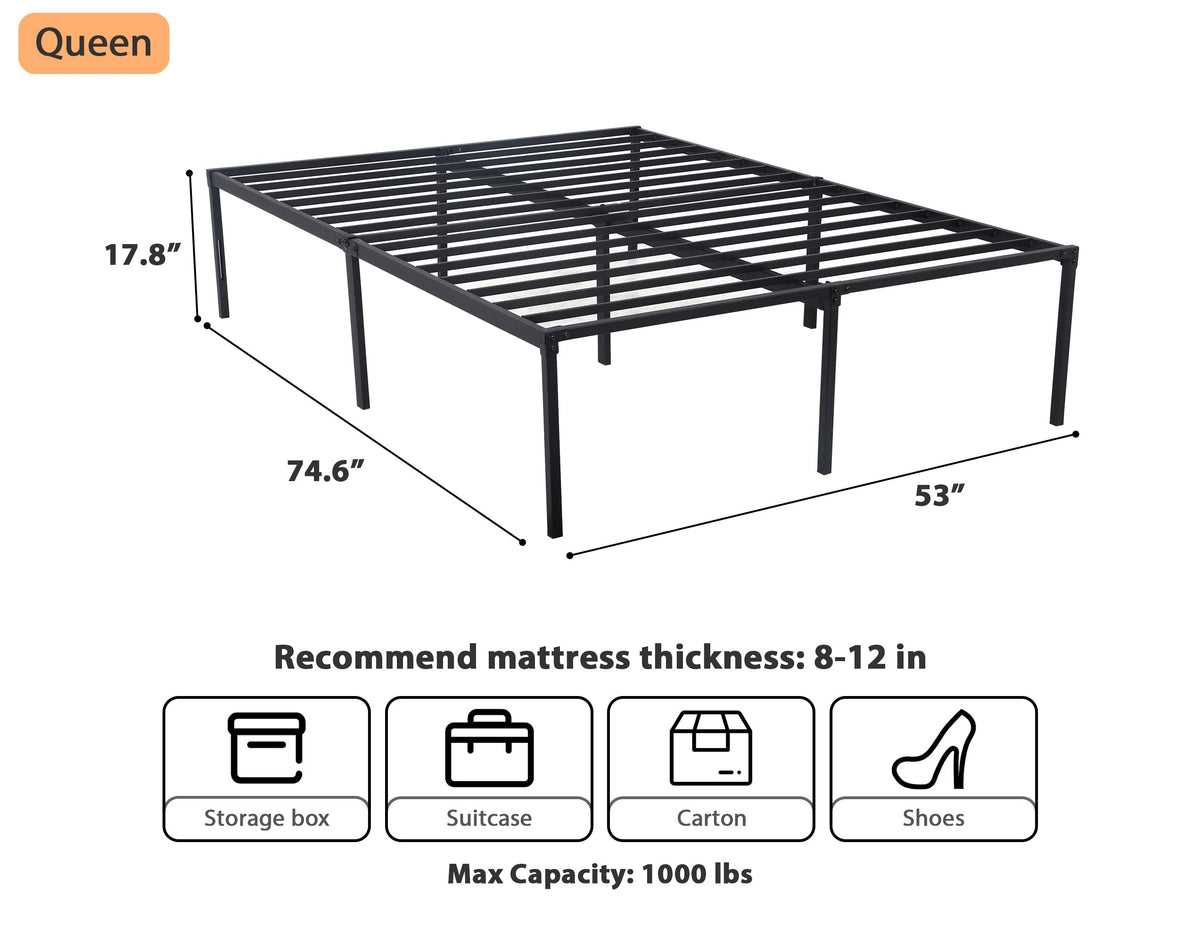 14 Inch Full Size Metal Bed Frame with Storage U31811