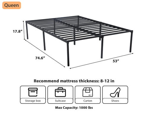 14 Inch Full Size Metal Bed Frame with Storage U31811