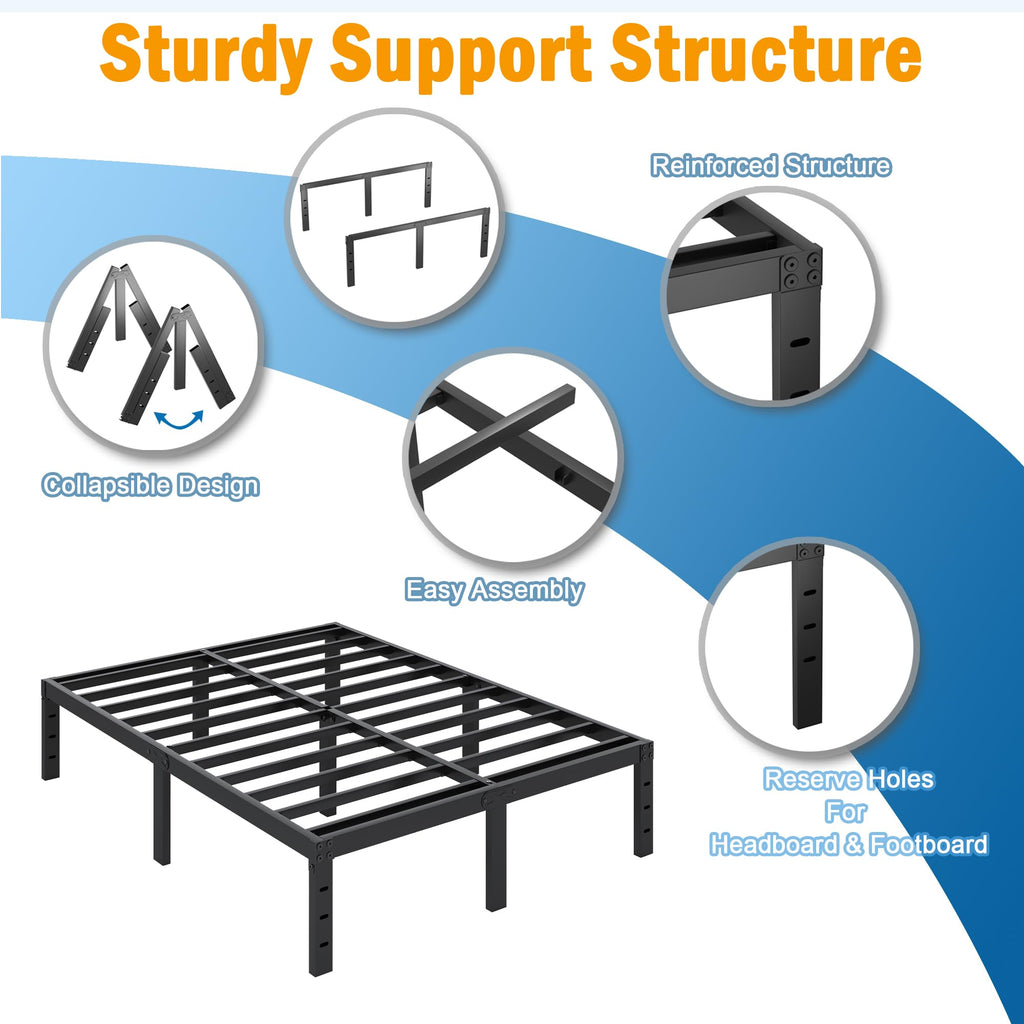Queen Size 18 Inch Metal Platform Bed Frame F167