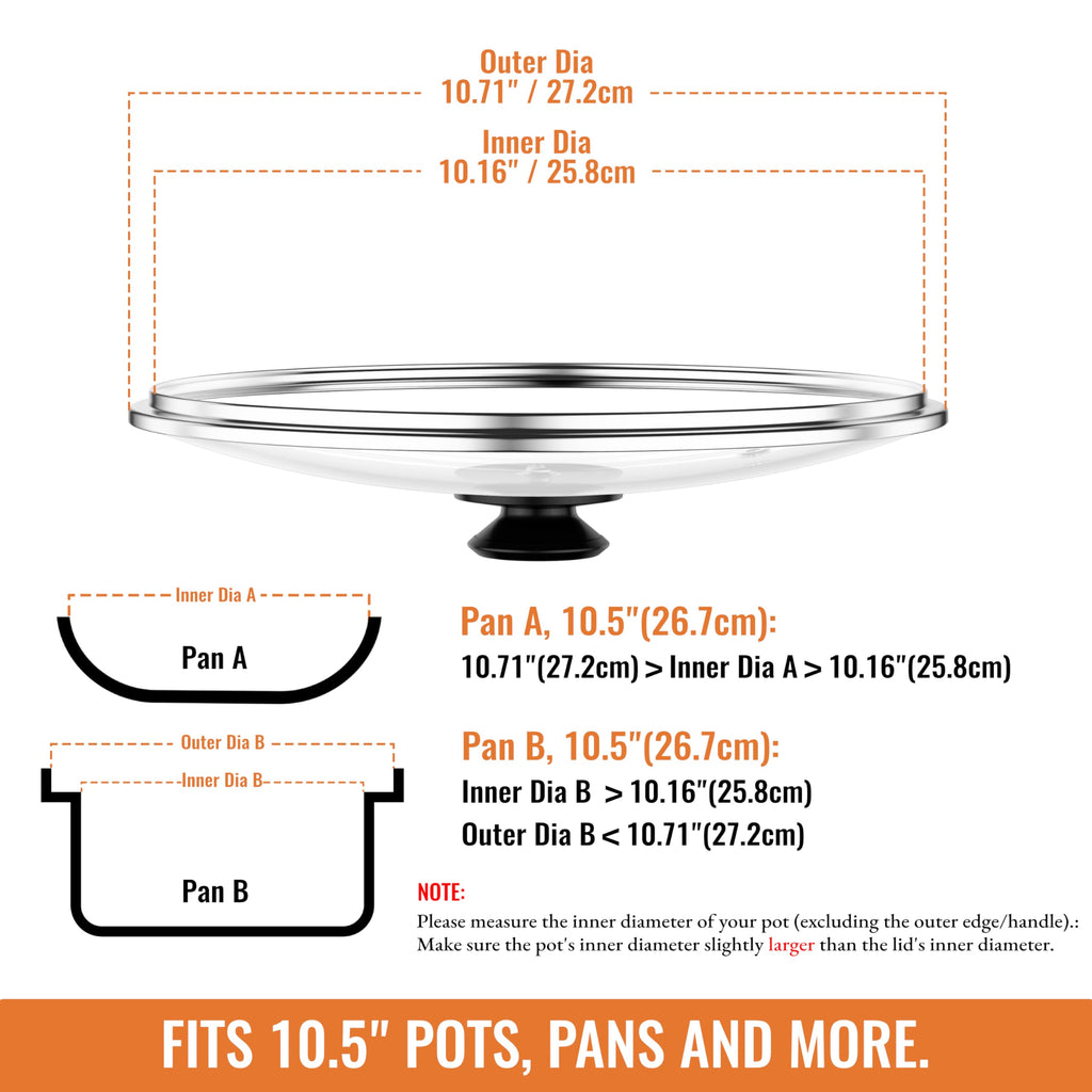 Tempered Glass Pot and Pan Lid 10.5 Inch T2205