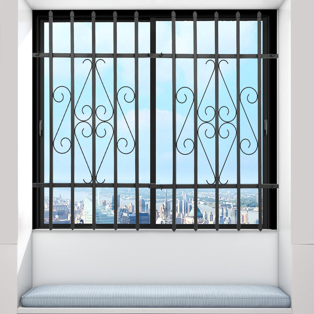 Black 24 x 36 Inch 2PCS Heavy Duty Window Security Bars S968682