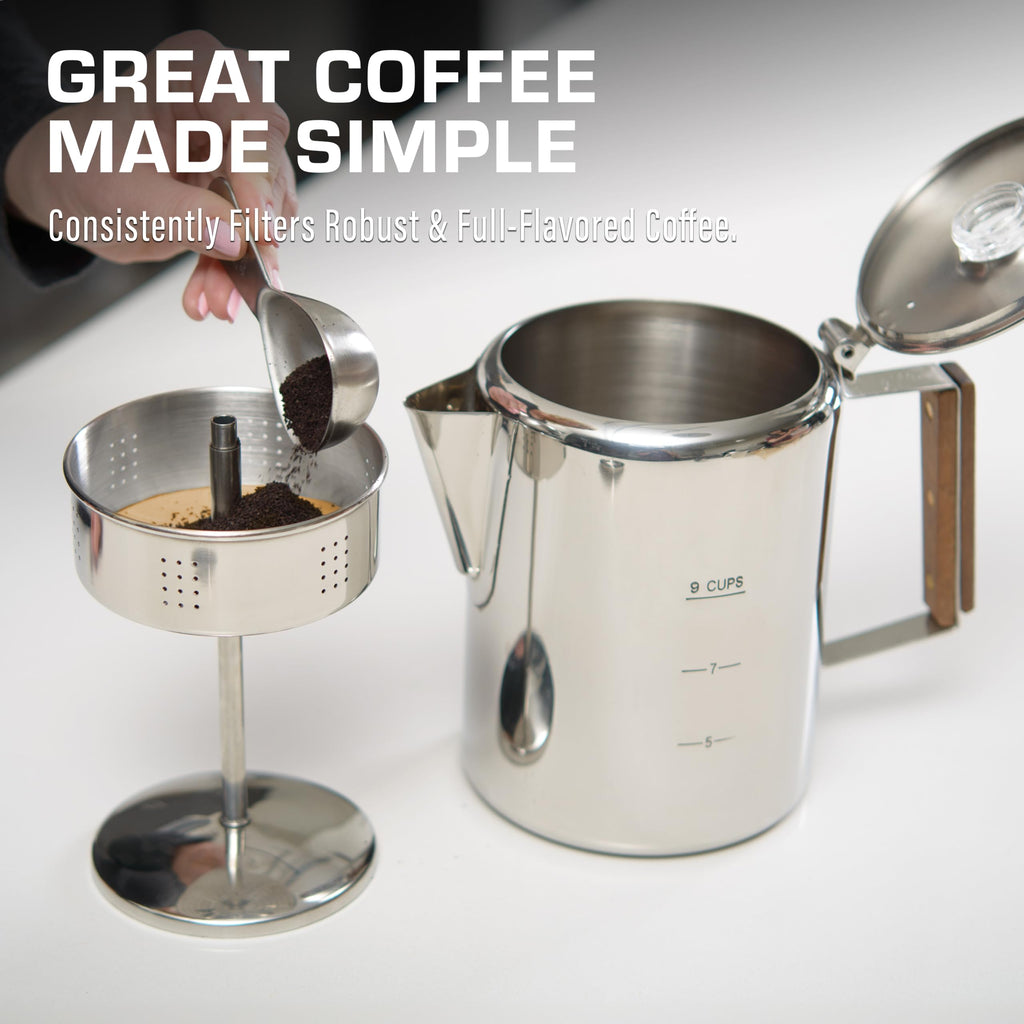 Percolator Coffee Pot with Glass Globes and Filters S444