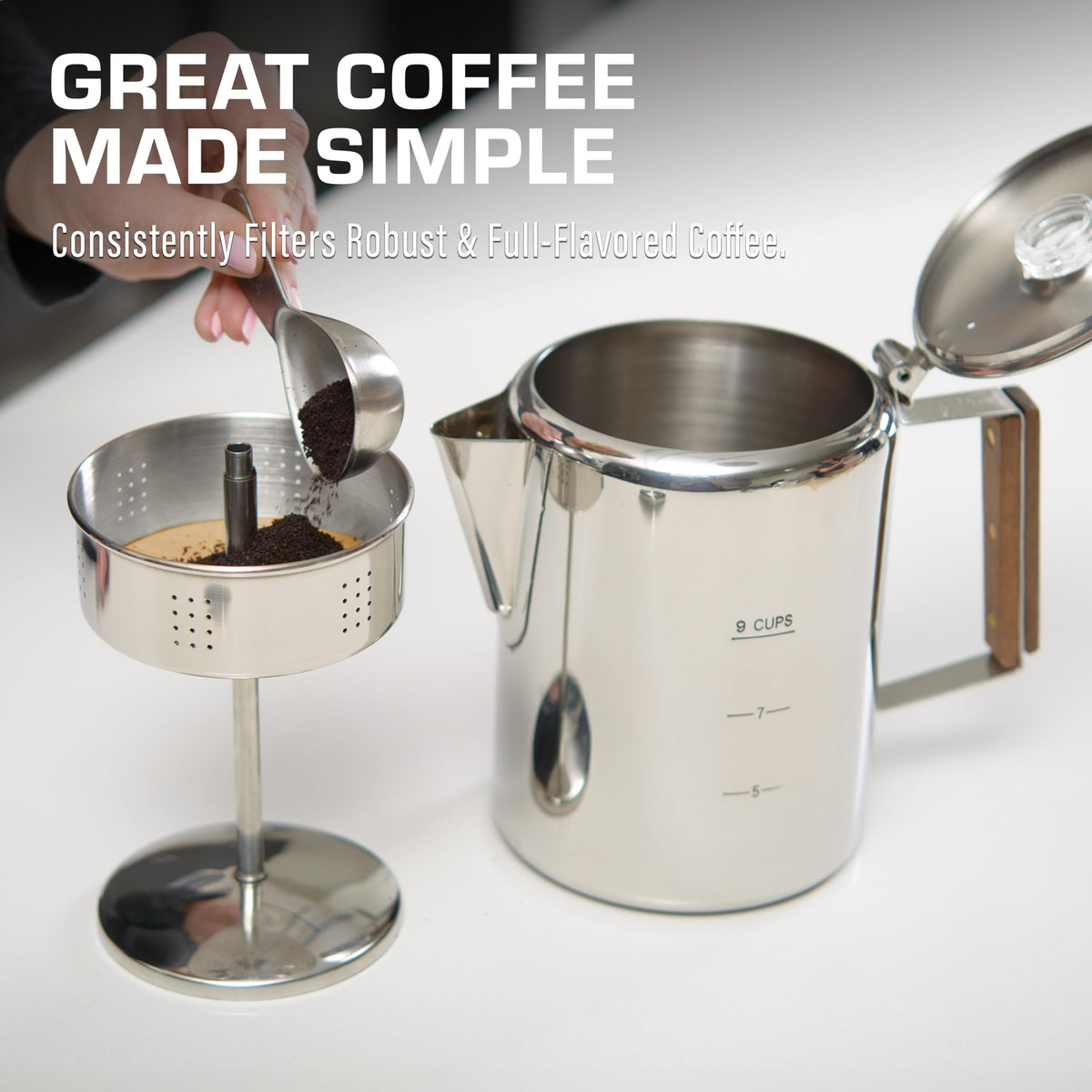 Percolator Coffee Pot with Glass Globes and Filters S444