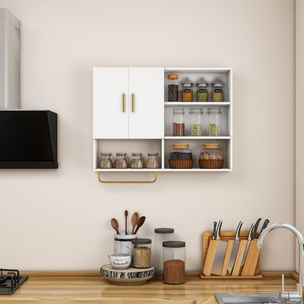 Wood Wall Mounted Bathroom Cabinet Y580947