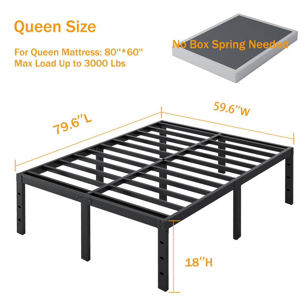Queen Size 18 Inch Metal Platform Bed Frame F167