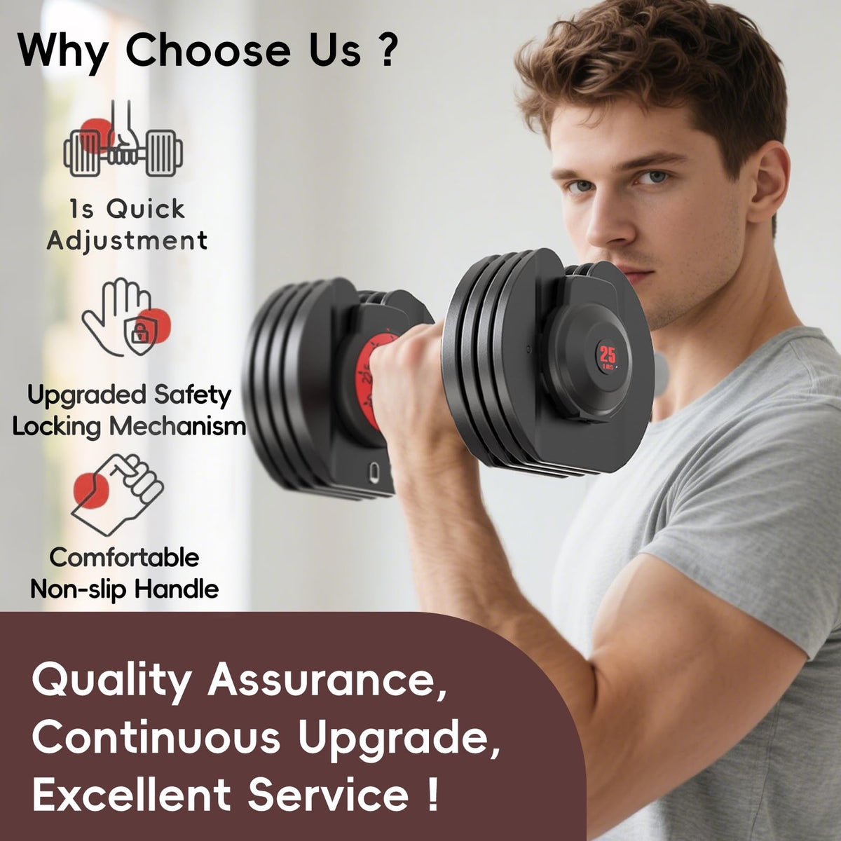 Adjustable Dumbbell Set of 2 with Anti-Slip Handle W526