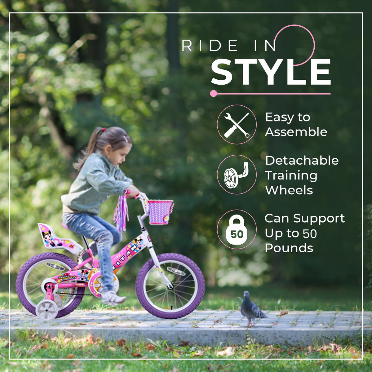 16-Inch Girls BMX Bike with Training Wheels E119