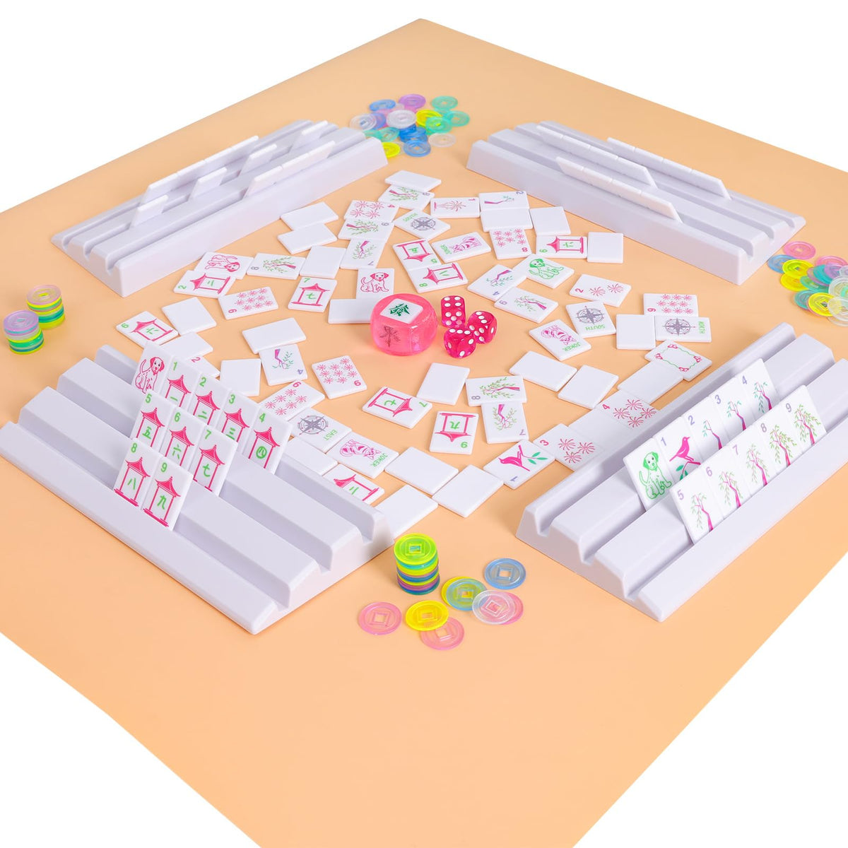 Large Mahjong Set with 160 Tiles, 4 Racks & Carrying Bag R877
