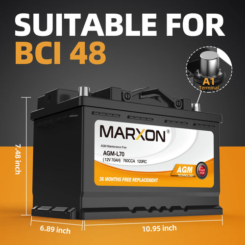 12v 70AH 760CCA AGM Car Battery W6173