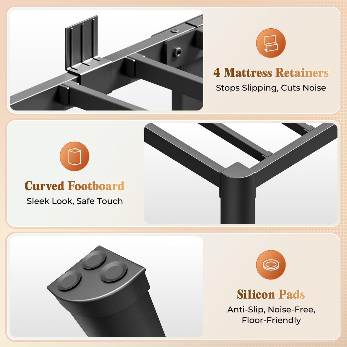 Queen Bed Frame with Charging Station N7094