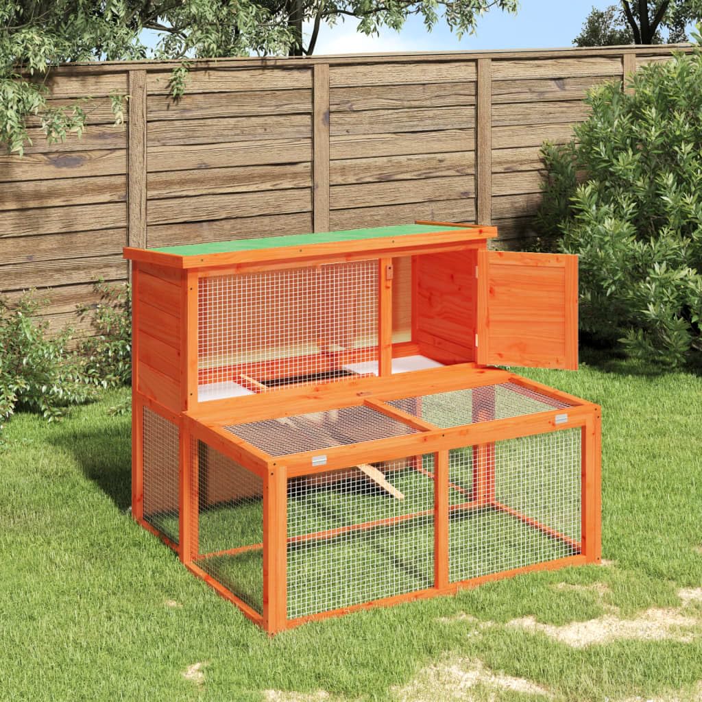 2-Tier Solid Pine Wood Rabbit Hutch A59991